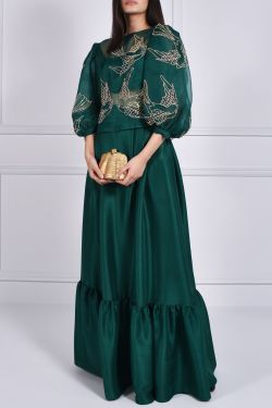 Evergreen Embellished Organza Blouse Skirt Set