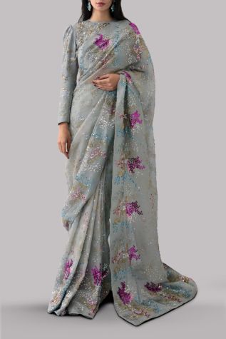 Jadeite Embellished Organza Sari