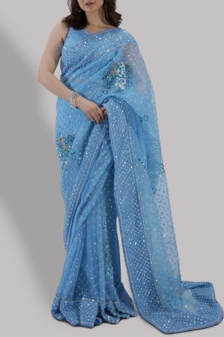 Bonnie Blue Embellished Organza Sari