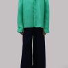 Spring Bud Raw Silk Button Down Shirt