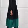 Black Ultramarine Green Ombre Raw Silk Tunic Set - Image 2