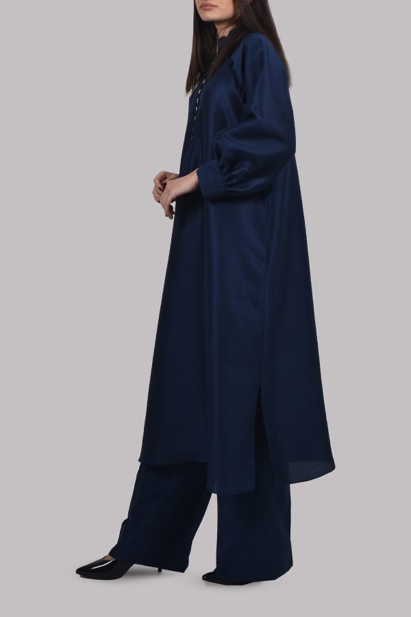 Black Iris Navy Raglan Raw Silk Tunic Set - Image 2