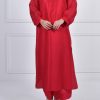 Oversized Tango Red Raw Silk Tunic