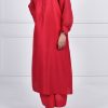 Oversized Tango Red Raw Silk Tunic - Image 2
