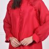 Oversized Tango Red Raw Silk Tunic - Image 3