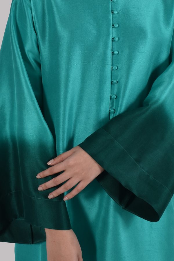 Arcadia Green Oversized Raw Silk Tunic Set - Image 3