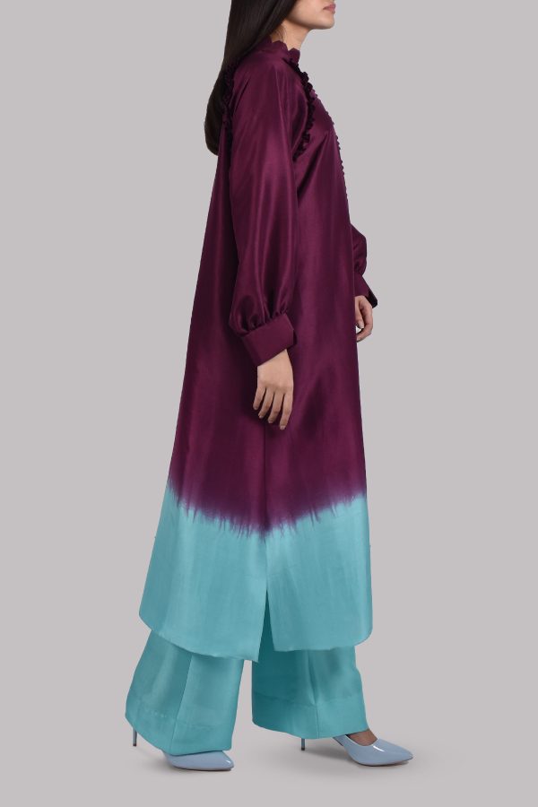 Grape Wine Raglan Ombre Raw Silk Tunic Set - Image 2