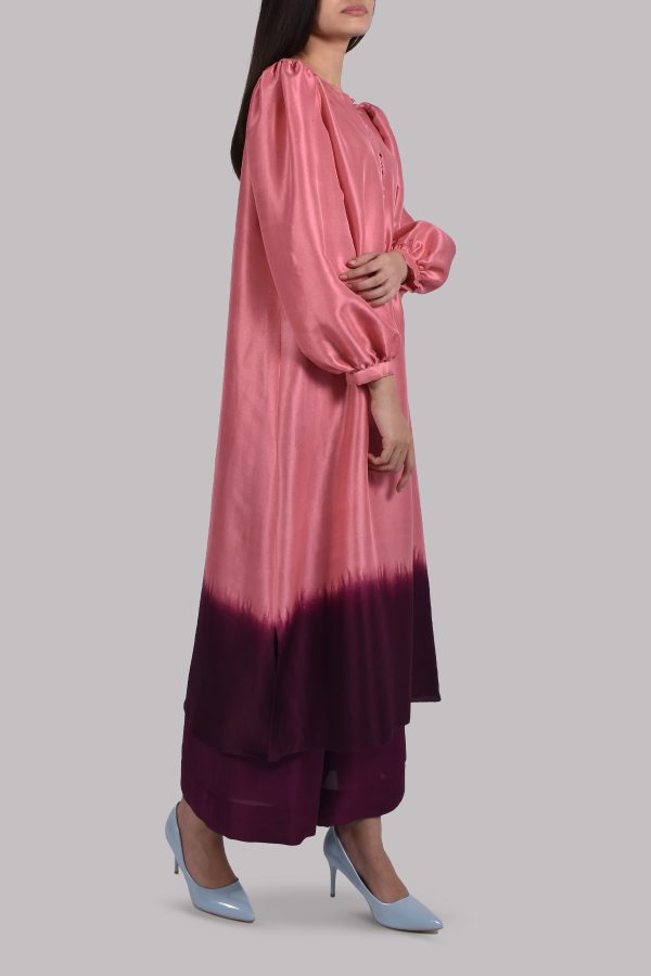 Chateau Rose Grape Wine Ombre Raw Silk Tunic Set - Image 2