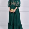 Evergreen Embellished Organza Blouse Skirt Set
