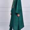 Bayberry Green Oversized Embellished Raw Silk Dress Set - Image 2