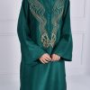 Bayberry Green Oversized Embellished Raw Silk Dress Set - Image 3