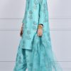 Blue Radiance Block Print Embellished Raw Silk Tunic Set - Image 2