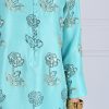 Blue Radiance Block Print Embellished Raw Silk Tunic Set - Image 4