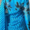 Algiers Blue Block Printed Organza Sari - Image 3