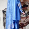Mediterranean Blue Embellished Raw Silk Set - Image 3