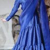 Classic Blue Block Printed Tiered Skirt Set