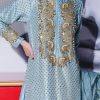 Aqua Embellished Raw Silk Set - Image 3
