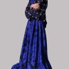 Dazzling Blue and Black Embellished Maxi Set