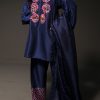 Black Iris Embellished Raw Silk Set - Image 2
