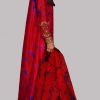 Lollipop Red Tie Dye Embellished Raw Silk Maxi Set - Image 2