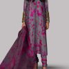 Hot Pink Tie Dye Embellished Raw Silk Set