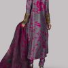 Hot Pink Tie Dye Embellished Raw Silk Set - Image 3