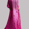 Diva Pink Block Printed Embellished Silk Maxi