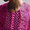 Diva Pink Block Printed Embellished Silk Maxi - Image 3