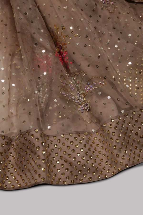 Almondine Embellished Organza Sari - Image 3
