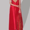 Lollipop Red Embellished Raw Silk Set - Image 2