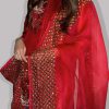 Lolipop Red Embellished Raw Silk Set - Image 2