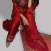 Lolipop Red Embellished Raw Silk Set - Image 3