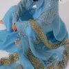 Blue Topaz Embellished Raw Silk Set - Image 3