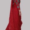 Tango Red Embellished Organza Sari - Image 2