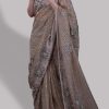 Silver Grey Embellished Organza Sari