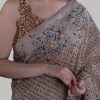 Silver Grey Embellished Organza Sari - Image 3