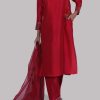 Crimson Raw Silk Set