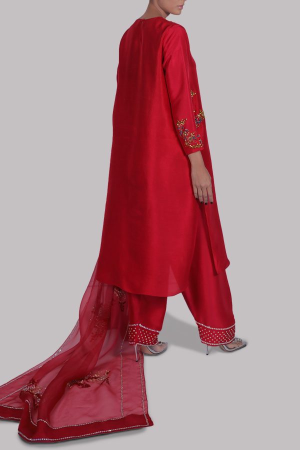 Crimson Raw Silk Set - Image 2