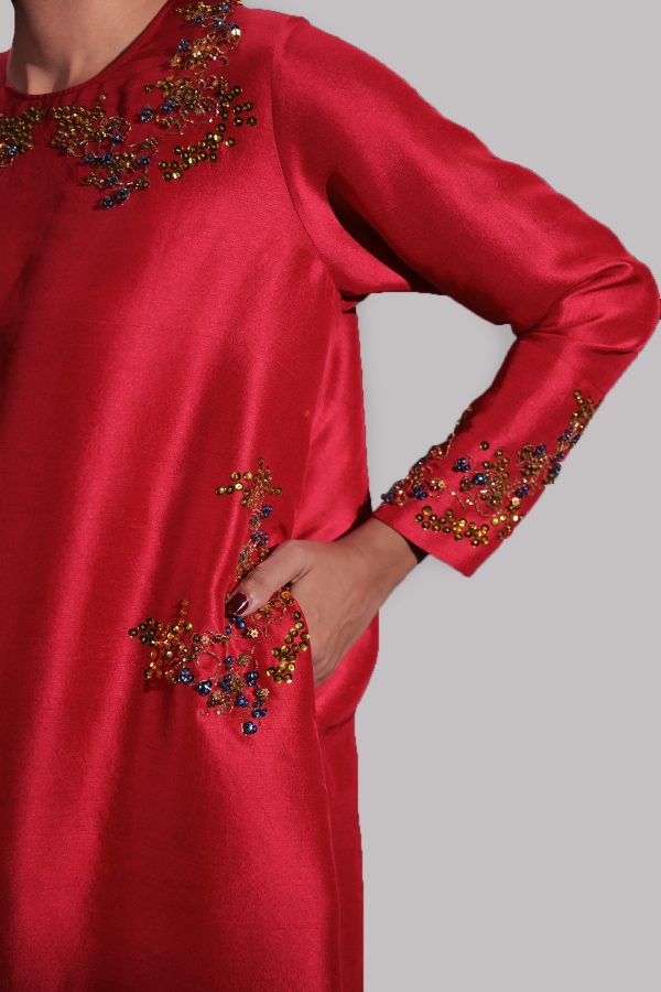 Crimson Raw Silk Set - Image 3