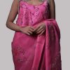 Azalea Pink Embellished Organza Sari - Image 2