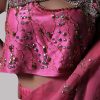 Azalea Pink Embellished Organza Sari - Image 3