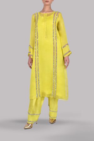 Aurora Yellow Embellished Organza Set