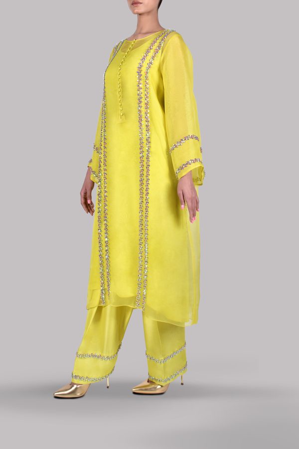 Aurora Yellow Embellished Organza Set - Image 2