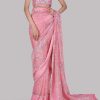 Tickled Pink Embellished Organza Sari