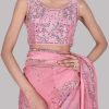 Tickled Pink Embellished Organza Sari - Image 4