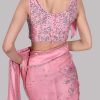 Tickled Pink Embellished Organza Sari - Image 5