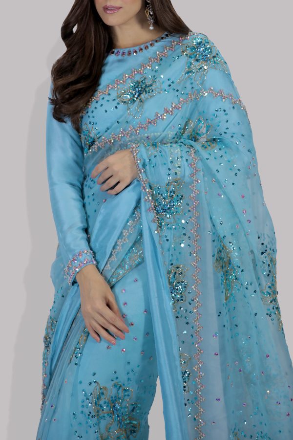 Petit Four Embellished Organza Sari - Image 4