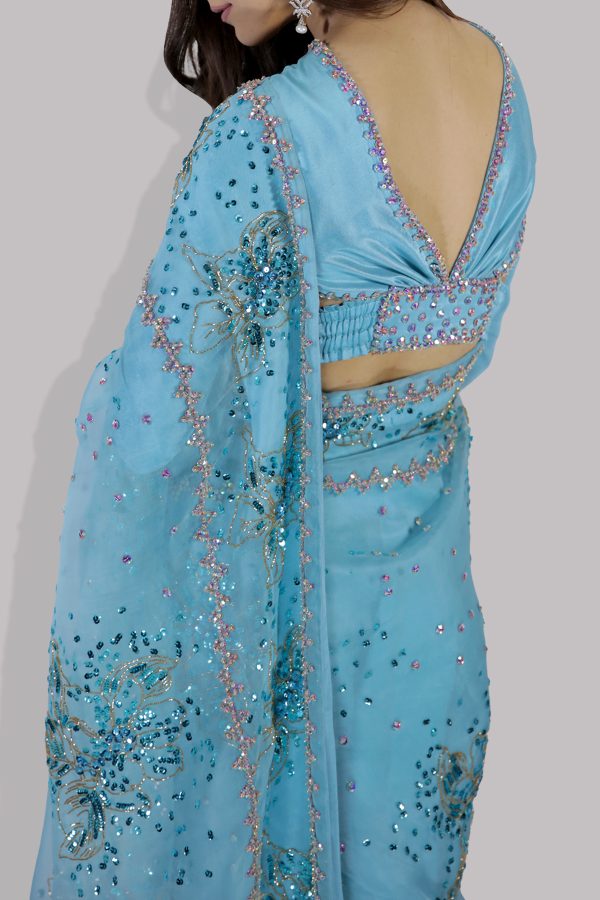 Petit Four Embellished Organza Sari - Image 5