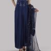 Black Iris Embellished Raw Silk Maxi Set - Image 3