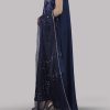 Black Iris Embellished Raw Silk Maxi Set